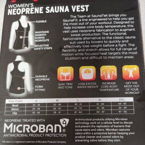 SAUNAFX Sweat Sauna Workout Vest Neoprene treated with Microban Black Gray XXL - Picture 10 of 12